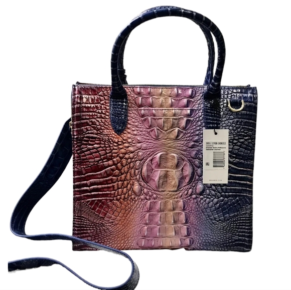 Brahmin DREAMER OMBRE MELBOURNE Leather CAROLINE Satchel Crossbody Purple New‎ - Picture 8 of 13
